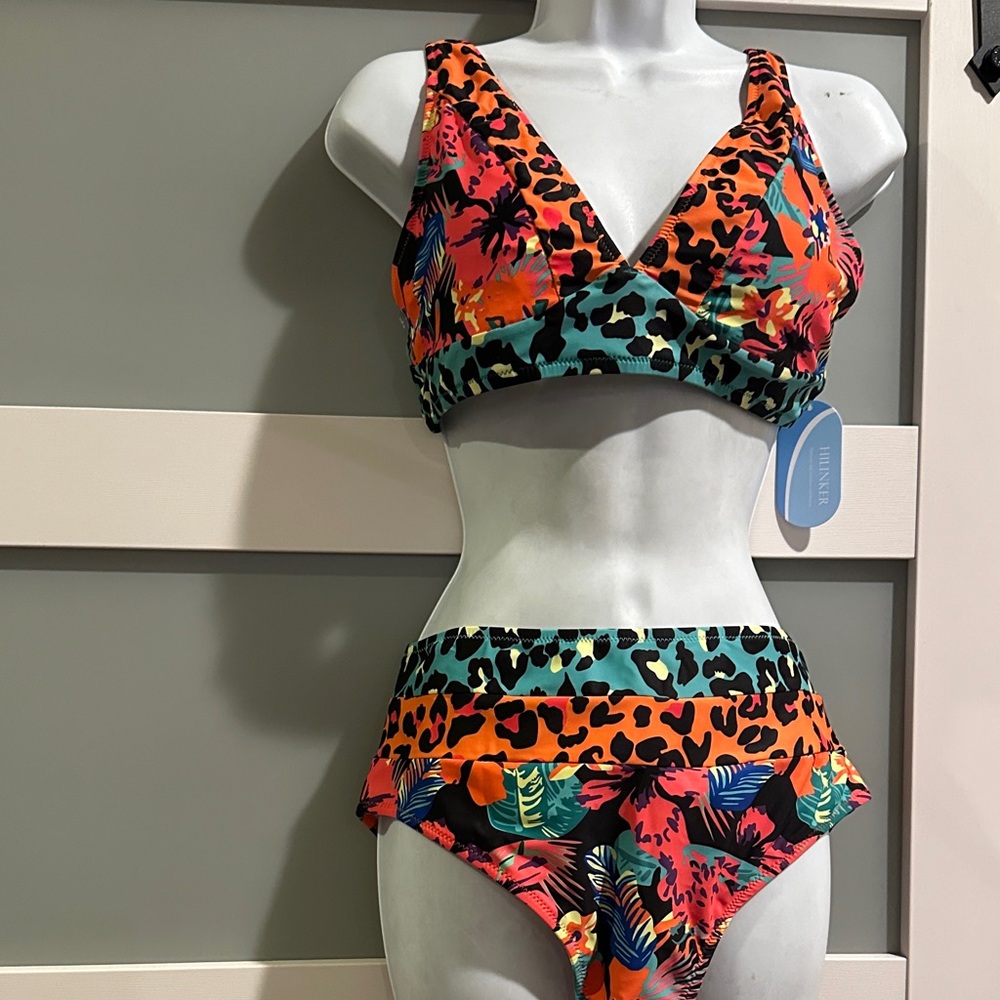 Link Vibrant Jungle Bikini - Black, Orange, Green see notes for size